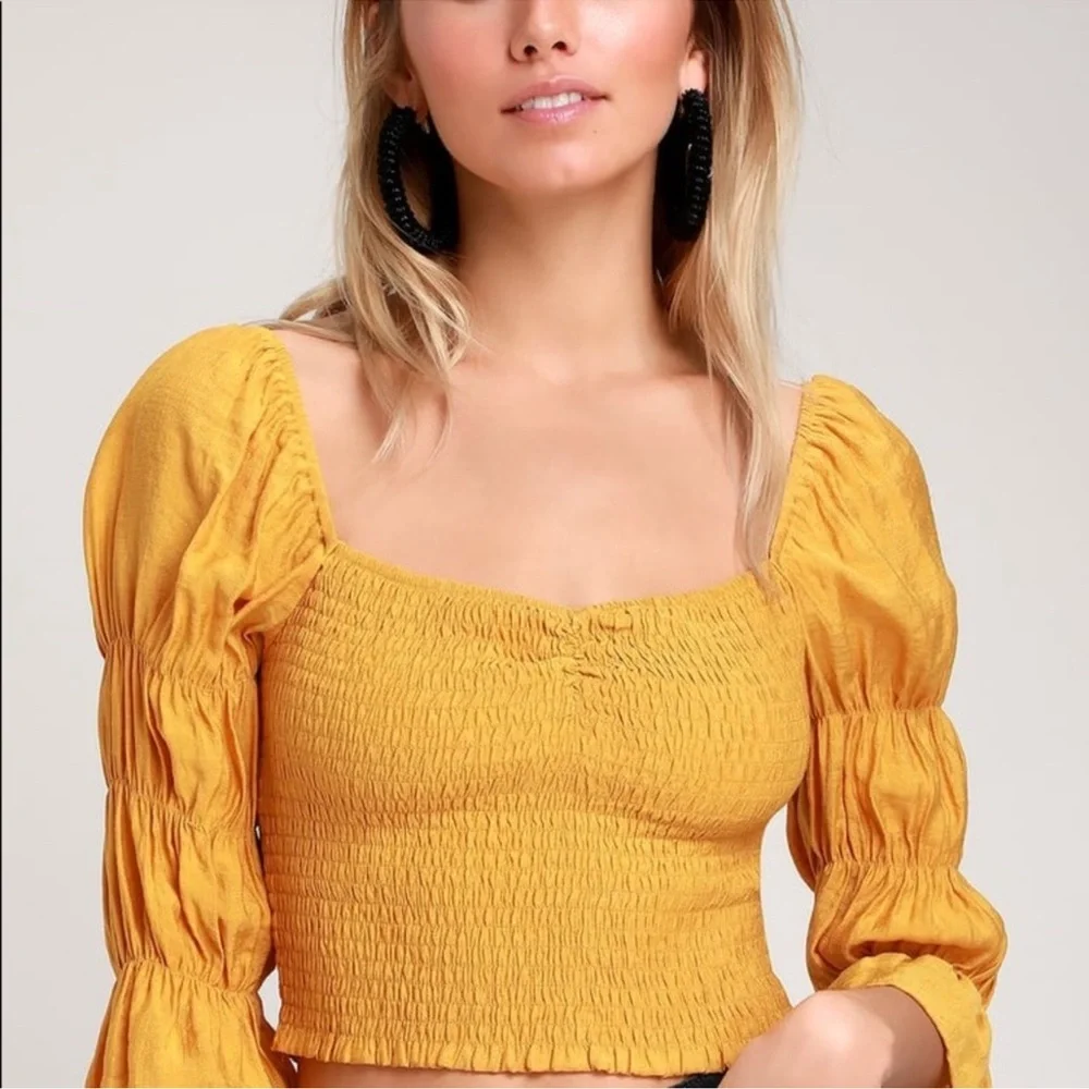 Lulu’s Mustard Smocked Blouse